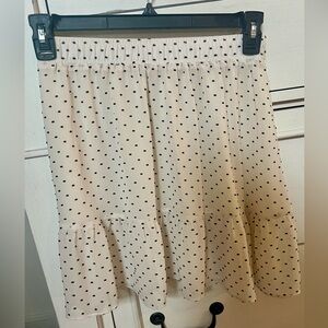 LOFT Black and Cream Smocked Mini Skirt